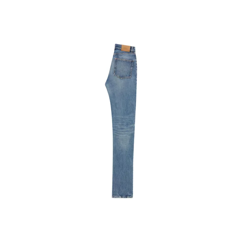SAINT LAURENT Logo Patch Straight Jeans 'Blue'-1