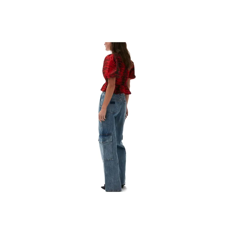 GANNI Crop Tops Women's Fire Red-3