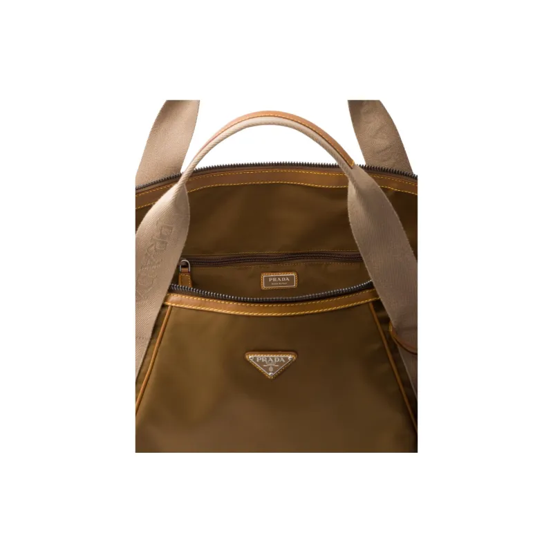 PRADA Recycled Nylon Travel Bag Men's Cork Beige-3