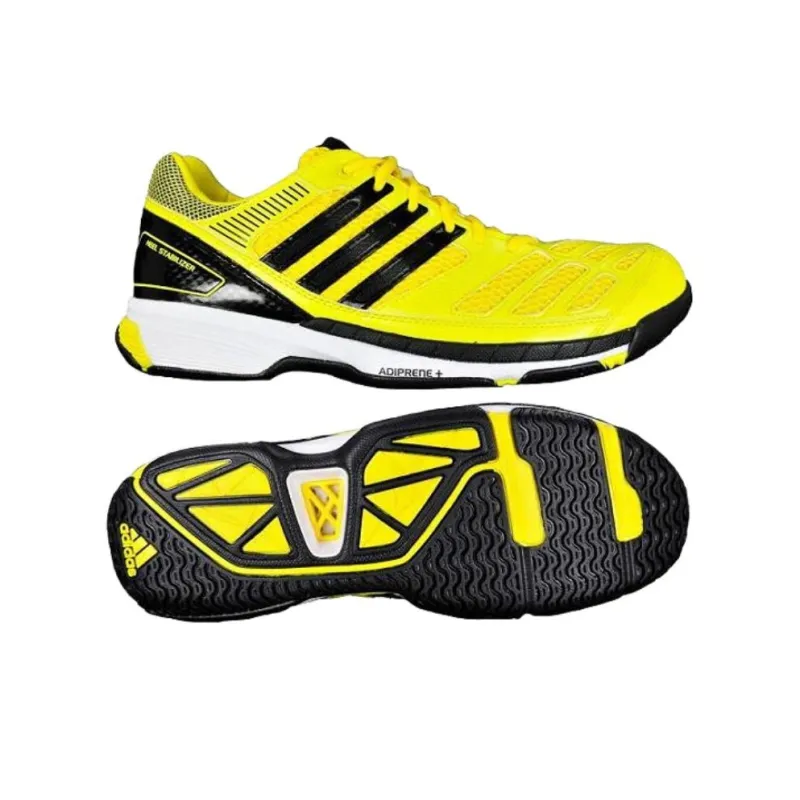Adidas Cushioning Wear Resistant Low Top Badminton Shoes Men's Yellow Black-4