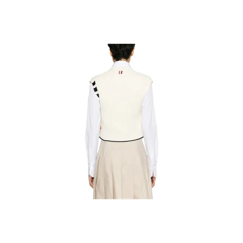 THOM BROWNE 4 Bar Stripe Intarsia knit Vest-2