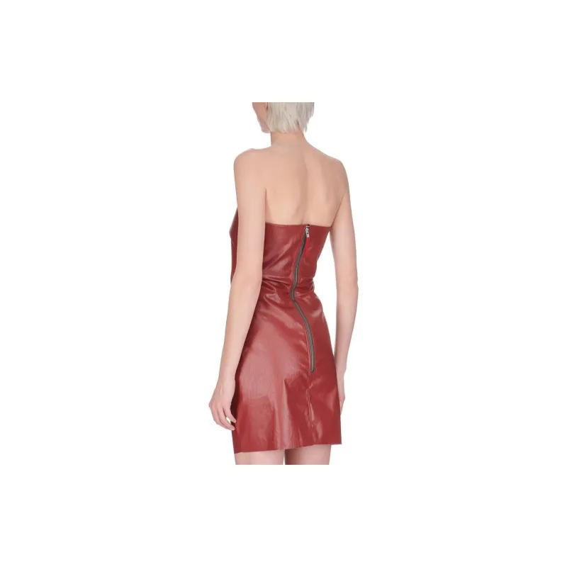 RICK OWENS/RO Prong Mini In Cardinal Red Coated Stretch Denim Sleeveless Dress Women's Red-2