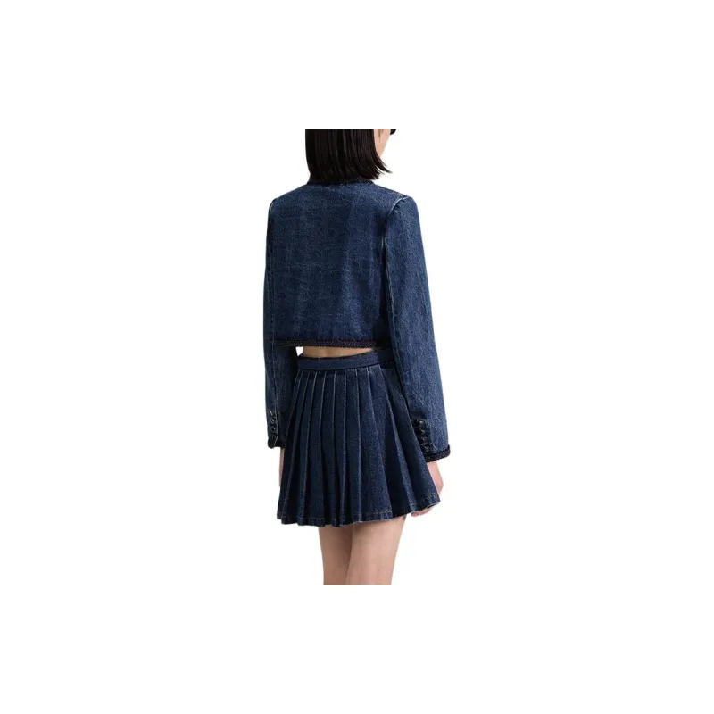 Self portrait Denim Jacket Women's Denim Blue-3