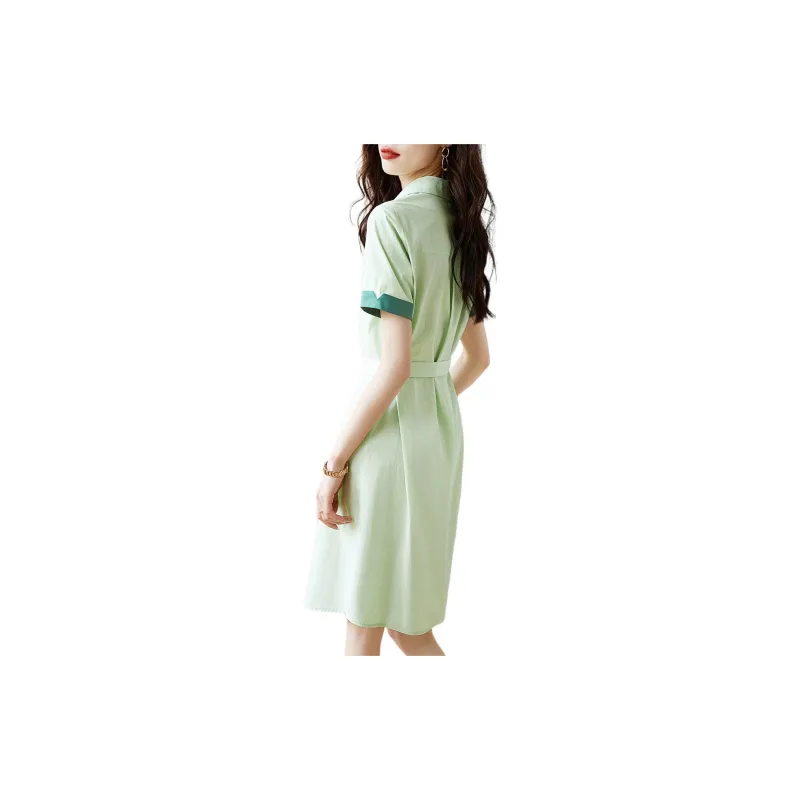 Mo Han Yi Mei Short Sleeved Dress Women's Green-2