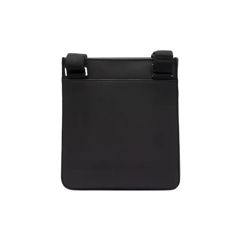 LACOSTE Recycled Canvas With PVC Shoulder Bag, Crossbody Bag Regular Men's Black-2