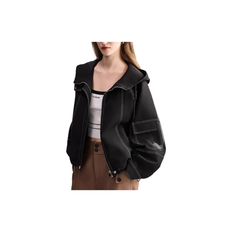 BASIC HOUSE Jackets Coats Women's Black-3