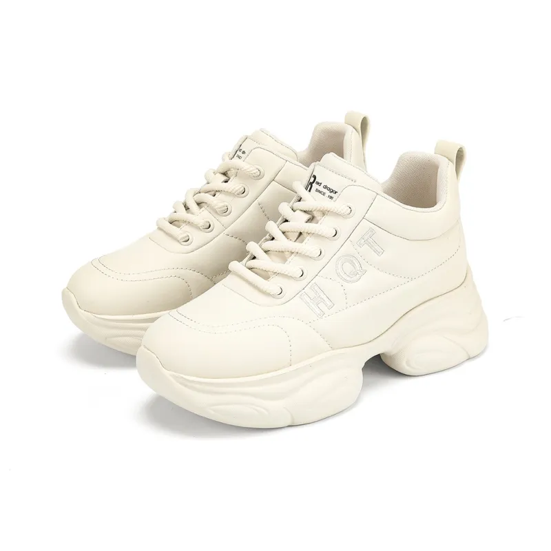 RED DRAGONFLY Puffy Shoes Height Increasing Lightweight High Top Casual Shoes Women's Black Beige-10