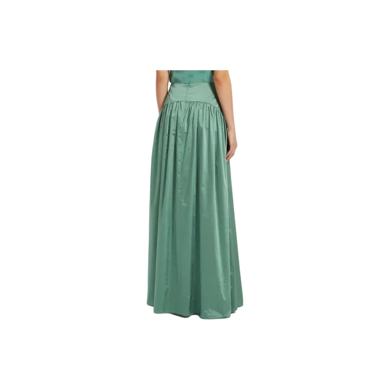 MaxMara Studio Nava Collection Long Taffeta Skirt Casual Long Skirt Women's Jadeite Color-2
