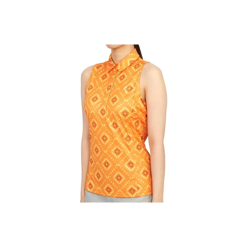 J.Lindeberg Dena Print Sleeveless Top Polo Shirt Women's Orange-4