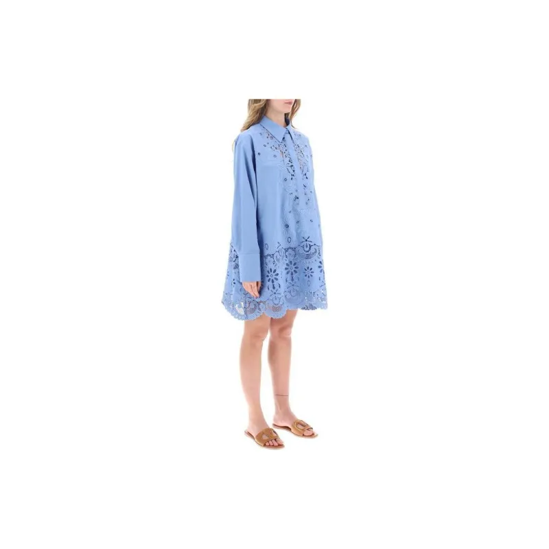 Valentino Lace Detailed Long-Sleeved Mini Dress-2
