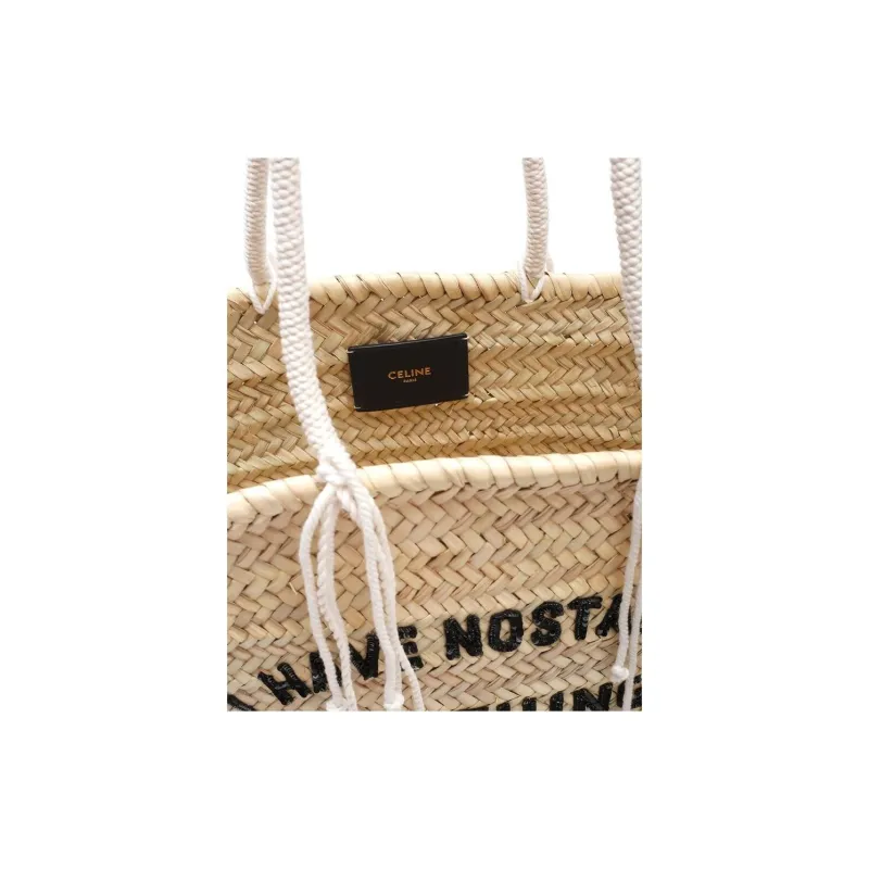 CELINE Raffia Shoulder Bag Basket Bag Regular Women's Light Umber-3
