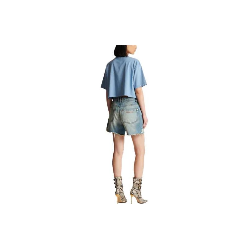BALMAIN Distressed Denim Shorts-3