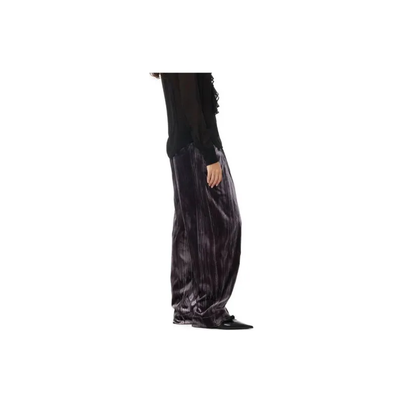 GANNI Striped Velvet finish Straight leg Trousers-5