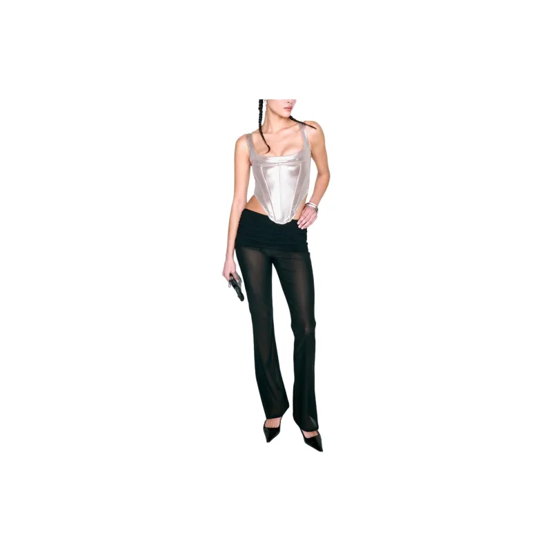 Miaou CAMPBELL CORSET Tank Tops Women's Silver Foil Color-1