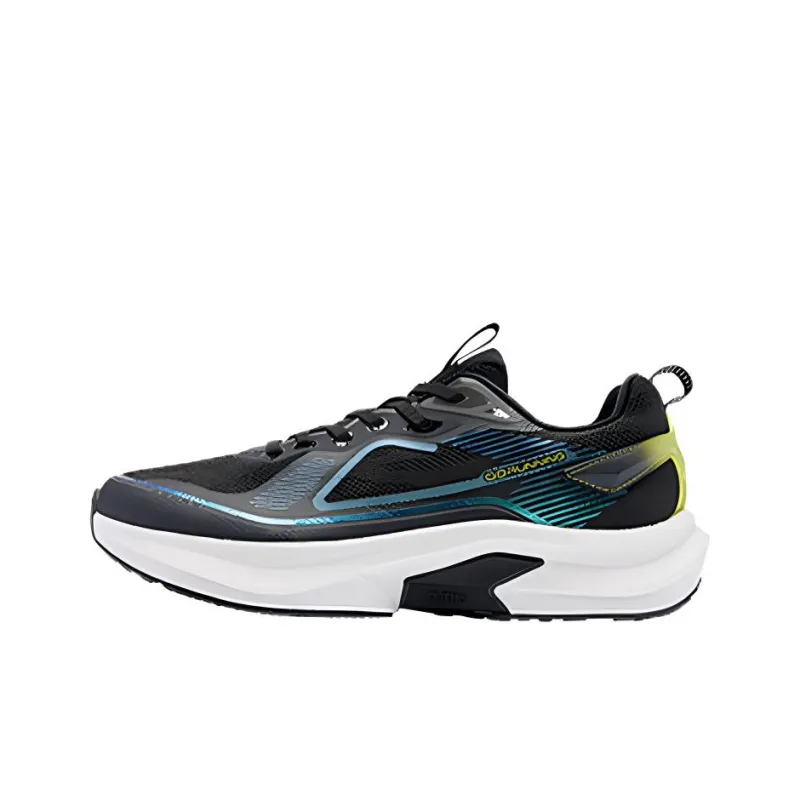 QIAODAN Anti Slip Wear Resistant Low Top Casual Running Shoes Men's Black Blue Green-0