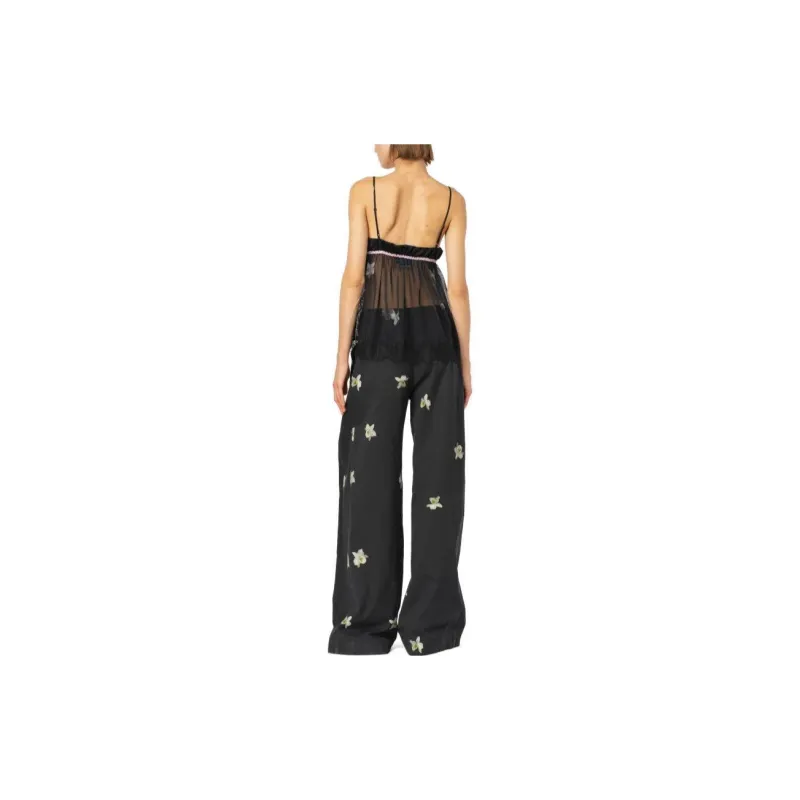 PINKO Pantaloni Ampi Stampa Orchidea Reimagine Casual Pants Women's Black-4