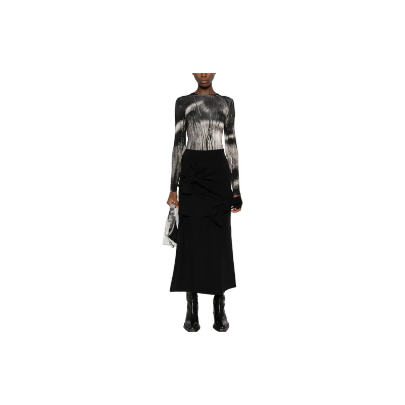 MSGM Knot Detailed Side Slit Skirt-1
