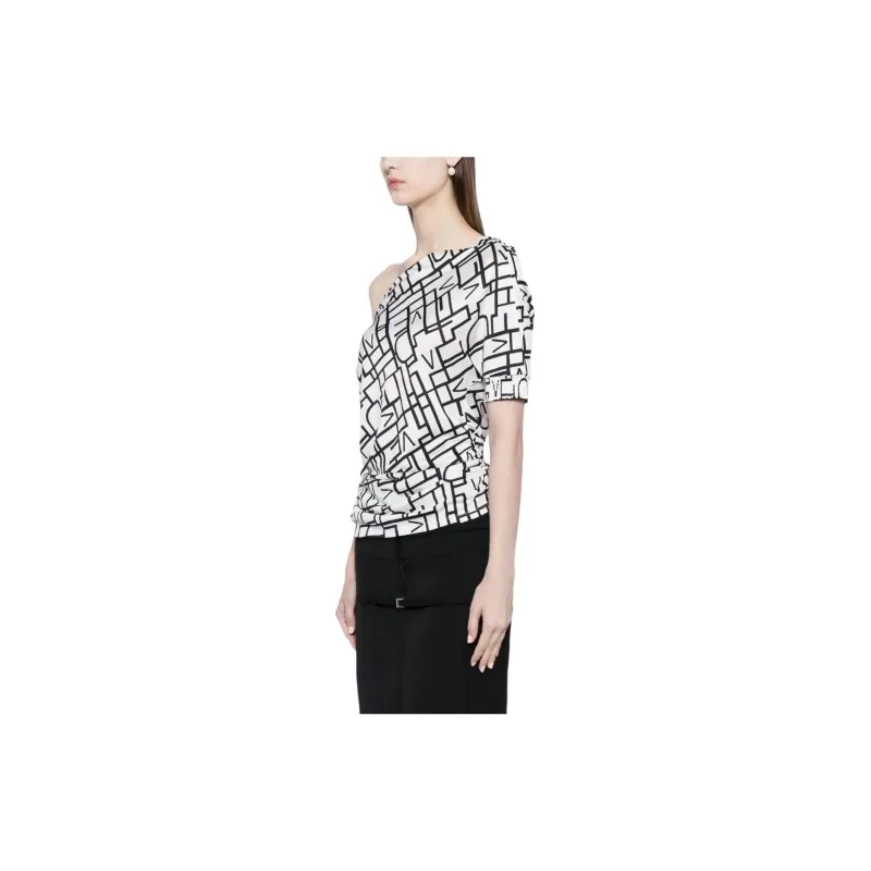 DVF Diane Von Furstenberg Percy All over Logo print One shoulder Top-3