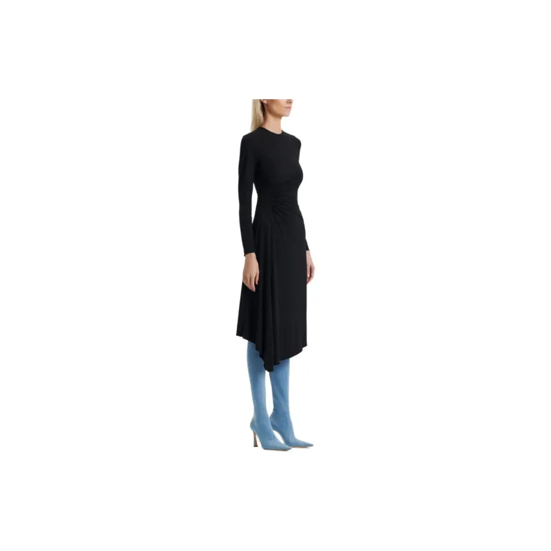 SCANLAN THEODORE Tinsel Print Drape Dress Long-Sleeved Dresses Women's Black-2