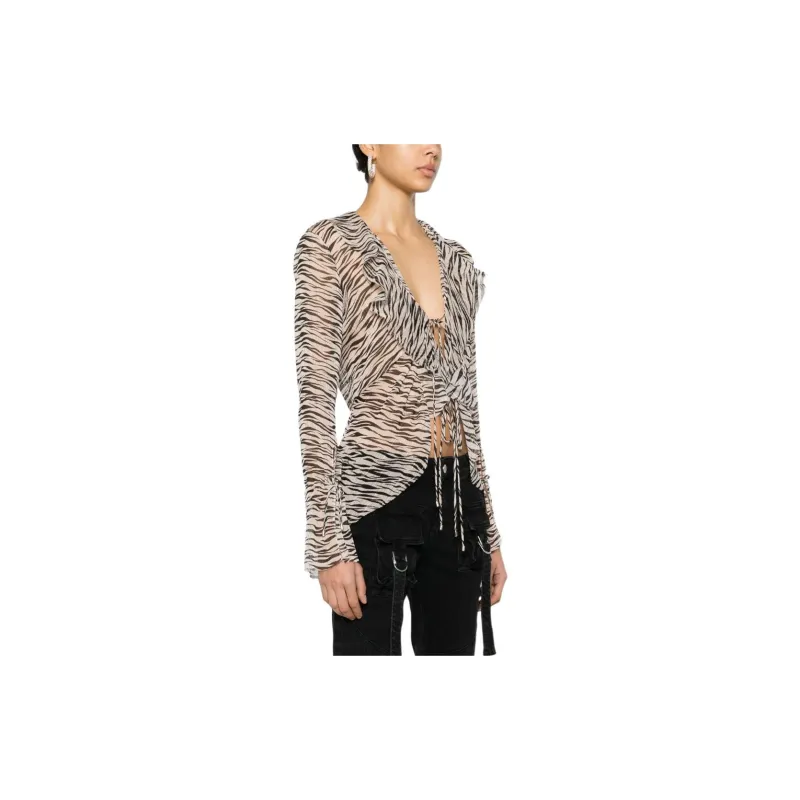 Patrizia Pepe Zebra-print Sheer Blouse-3