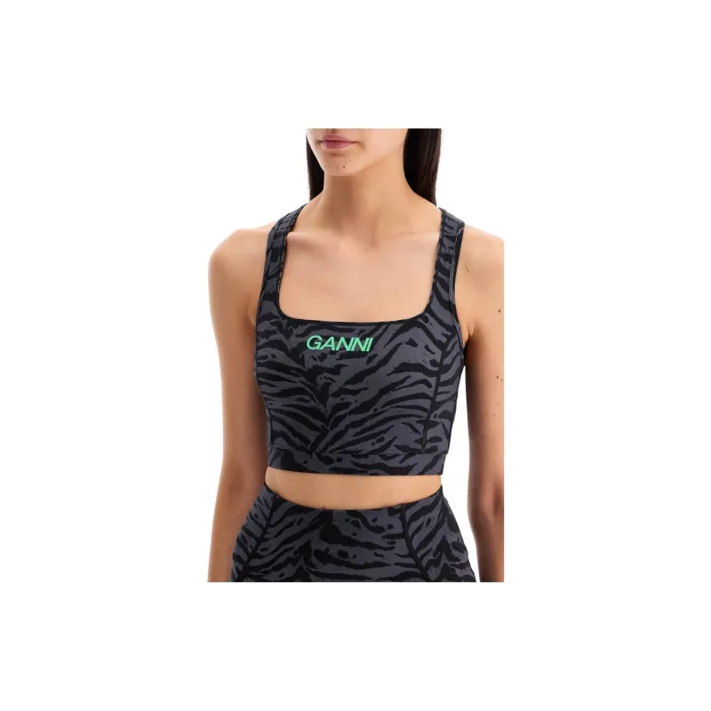 GANNI Zebra Print Cropped Top-2