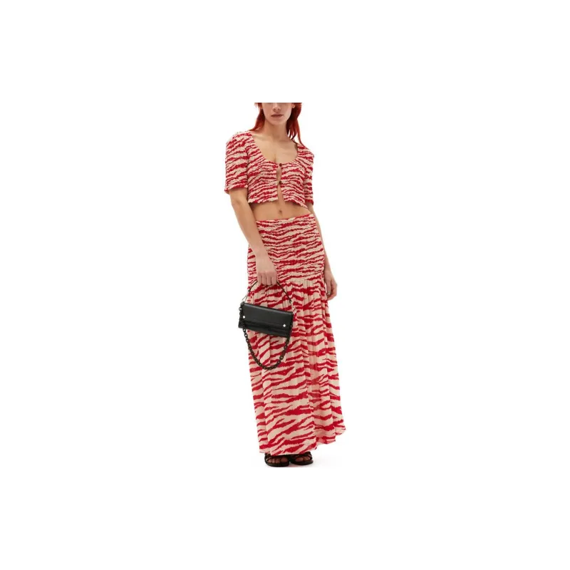 GANNI Casual Long Skirts Women's Red-2