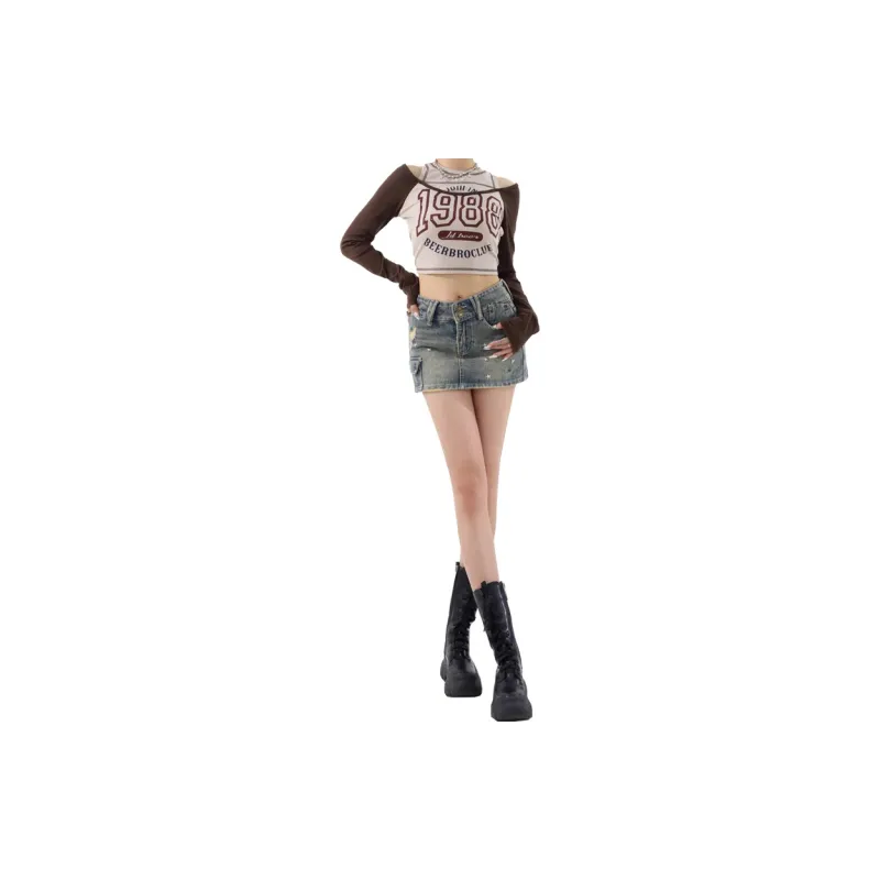 Concubine Zhu Denim Short Skirts Women's Blue-4