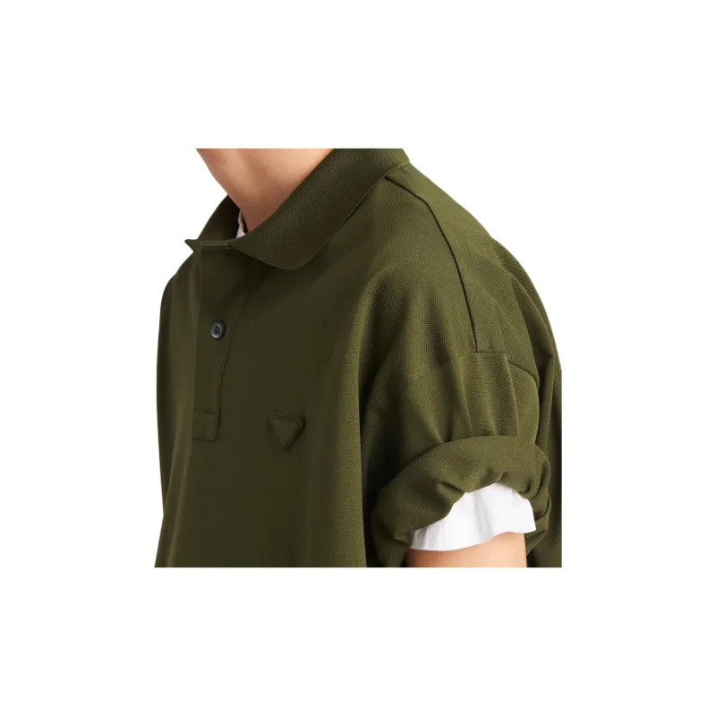 PRADA Oversized Cotton Polo Shirt Polo Shirt Men's Green-4