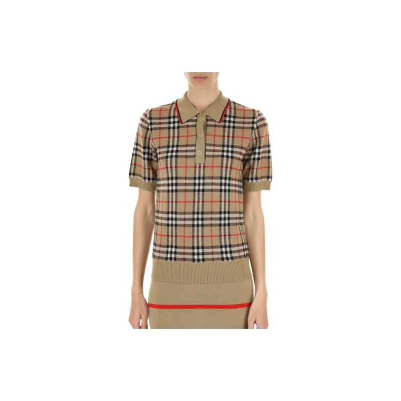 Burberry Vintage Check Wool Polo Shirt 'Archive Beige'-2