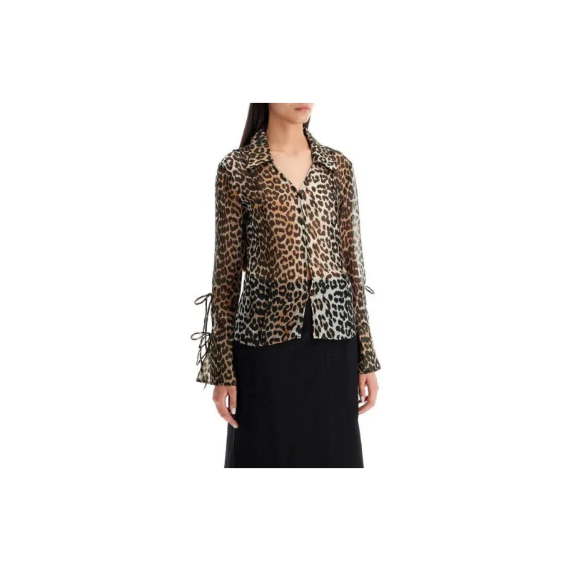 GANNI Leopard Printed V Neck Blouse-2