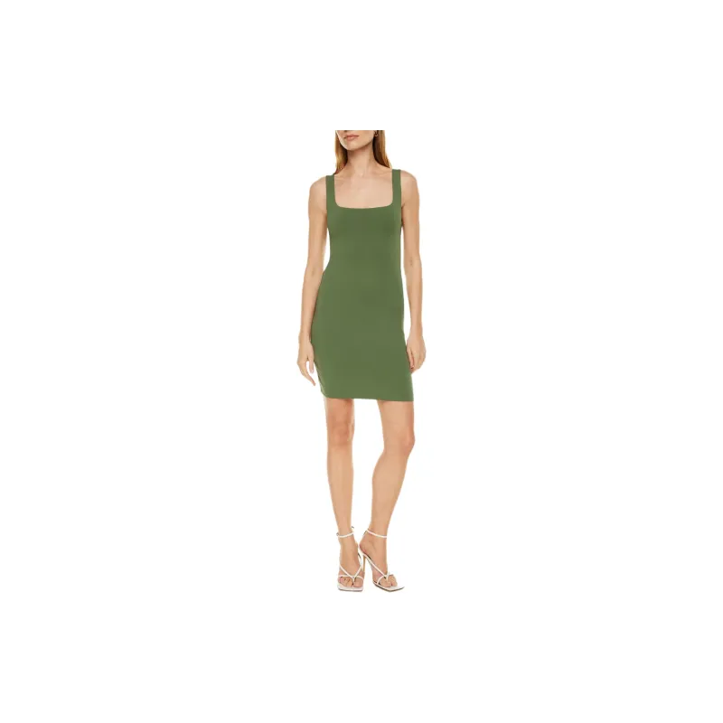 ARITZIA Contour Squareneck Mini Dress Slip Dresses Women's Sencha Green/Japanese Green Tea-2