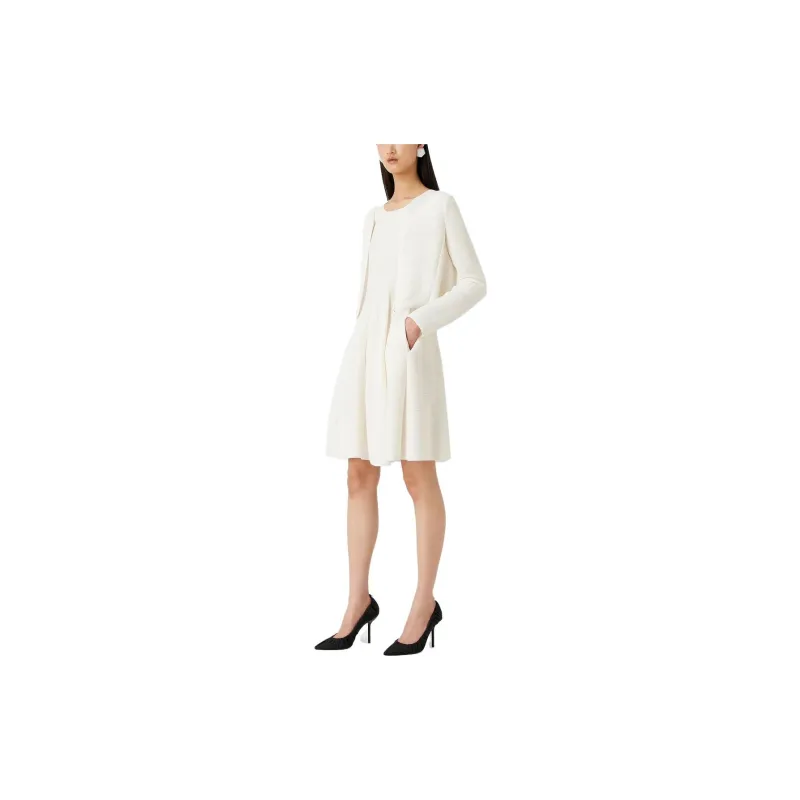 EMPORIO ARMANI Barré-Jersey Zip-Up Bolero Knitwear Women's White-3