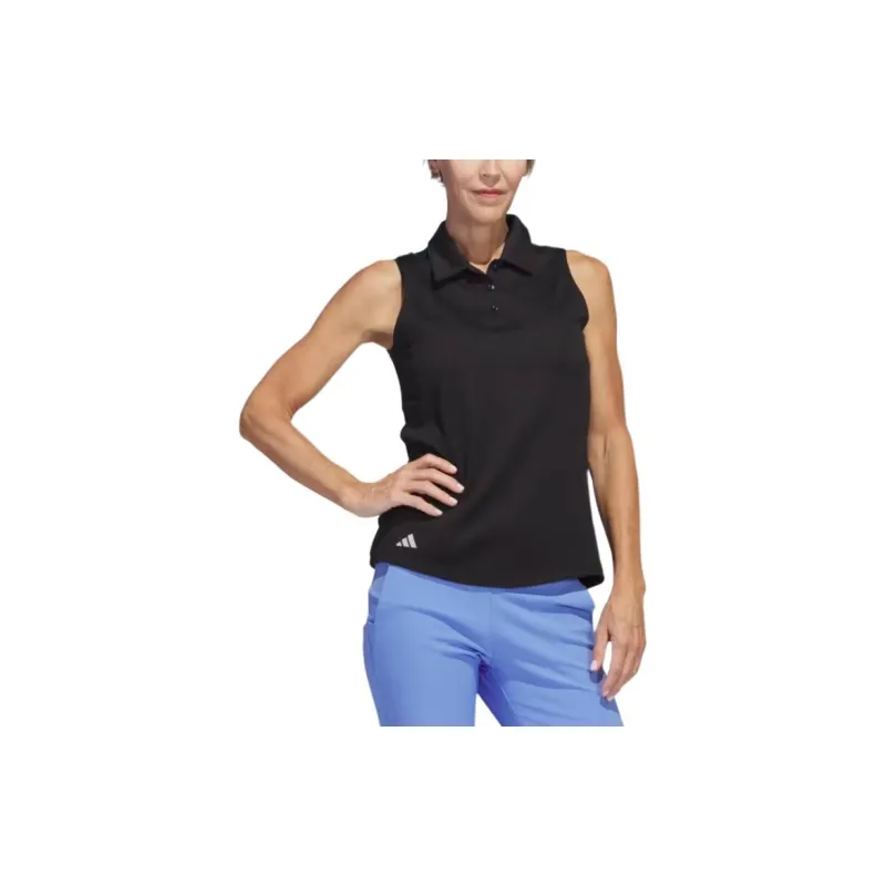 Adidas TEXTURE SLEEVELESS GOLF Polo Shirt Women's Black-2