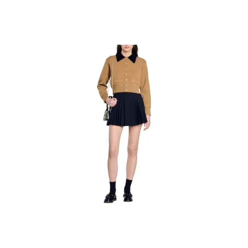 Sandro Contrasting collar Cardigan-2