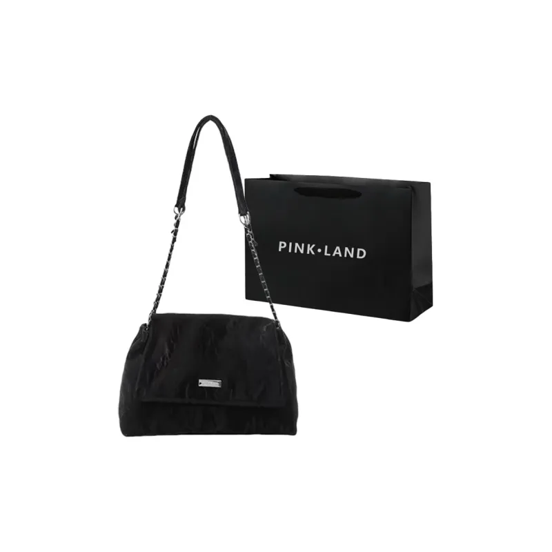 PINK·LAND Pu Shoulder Bag Women's Black/Ecru/Gray/Pink/Khaki-0