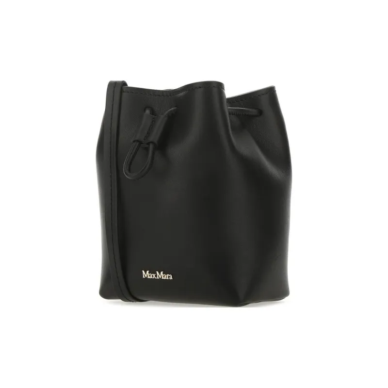 MaxMara Leather Bucket Bags Shoulder Bags Women's Black-2
