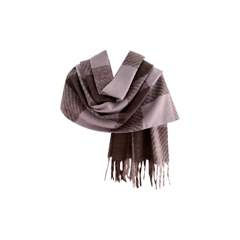 CARTELO Polyester Knit Scarves Unisex Black/White/Khaki/Rose Red/Purple-3