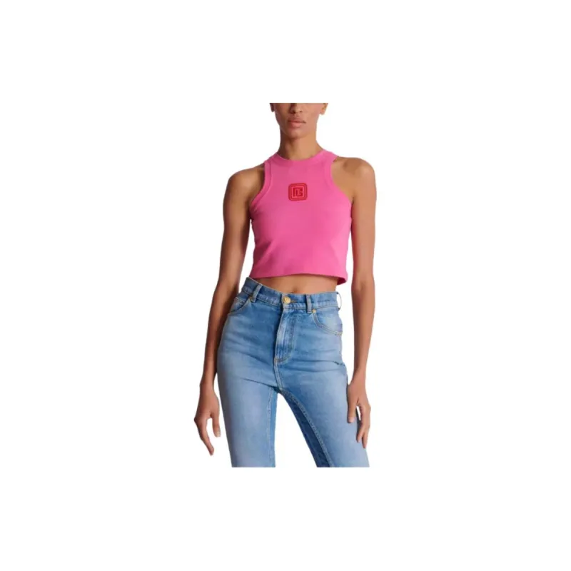 BALMAIN Logo Detailed Cropped Top-4