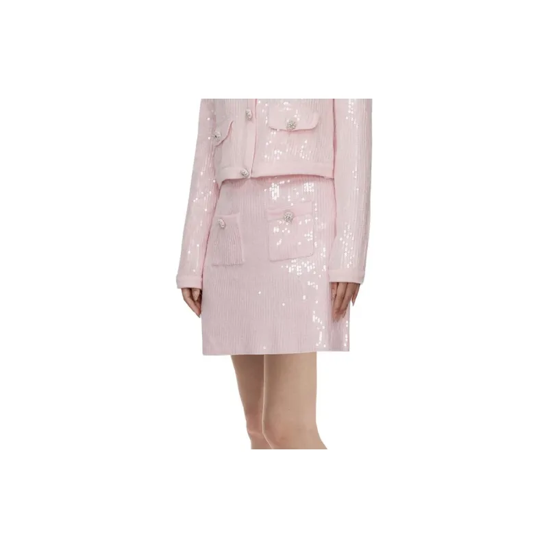 Self portrait Casual Short Skirts Women's Pink-3