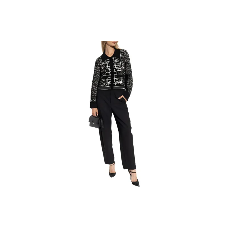 DVF Diane Von Furstenberg Pattern Jacquard Button Up Cardigan-3