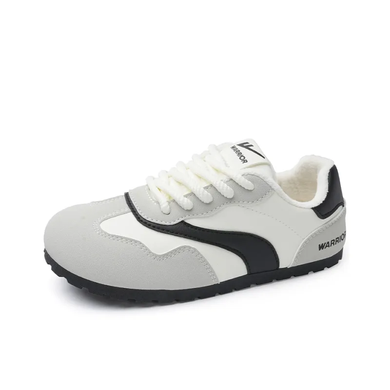 Warrior Warrior Fleece Lined Thin Fleece German Army Trainers Warm Low Top Casual Shoes Women's White Black 1.0-1