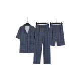 Dark Blue Plaid 3-307 [Three-Piece Set]