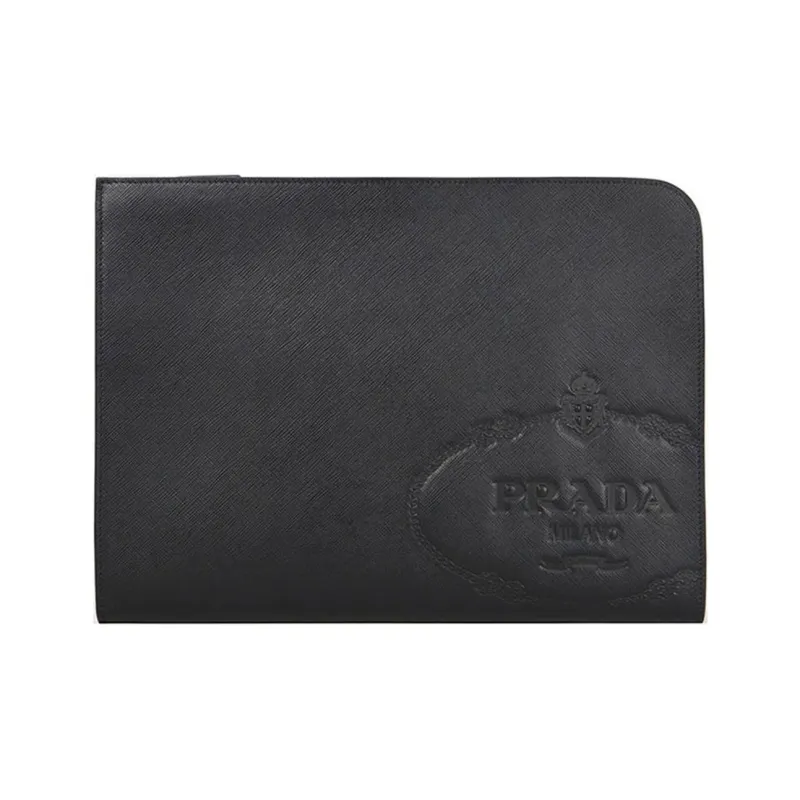 PRADA Leather Clutch Men's Black-0
