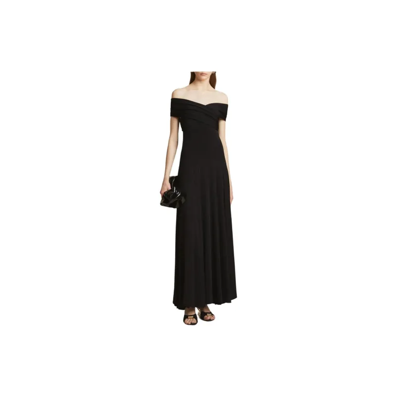 KHAITE The Bruna Off Shoulder Pleated Maxi Dress-1