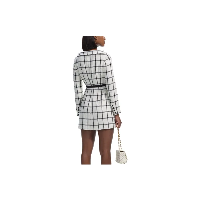 Self-portrait Long-Sleeved Dresses Women's White Lattice-2
