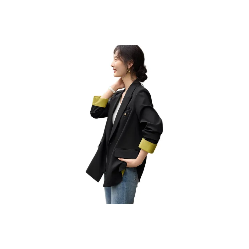 XWI Business Suit Women's Black & Yellow Green-2