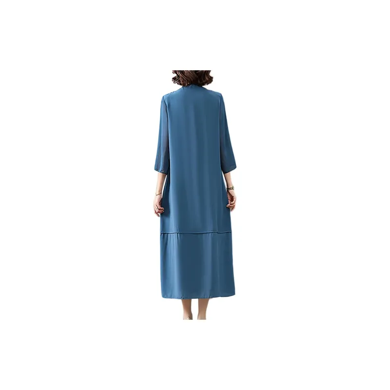Mapping Long Sleeved Dresses Women's Blue-2