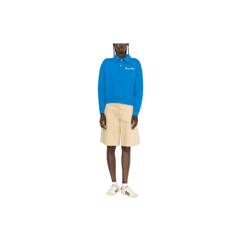 SPORTY & RICH Logo embroidered Polo collar Sweatshirt-3