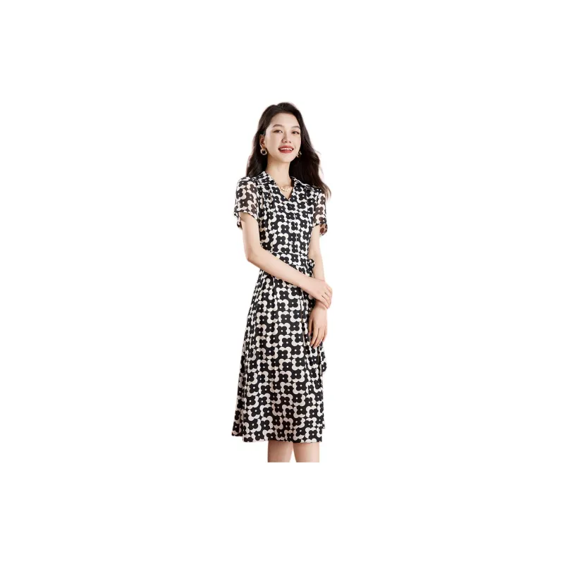 Mylan SS24 Short Sleeved Dresses Women's Black Floral-1