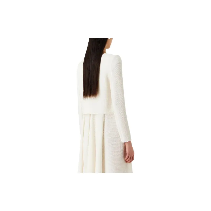 EMPORIO ARMANI Barré-Jersey Zip-Up Bolero Knitwear Women's White-2